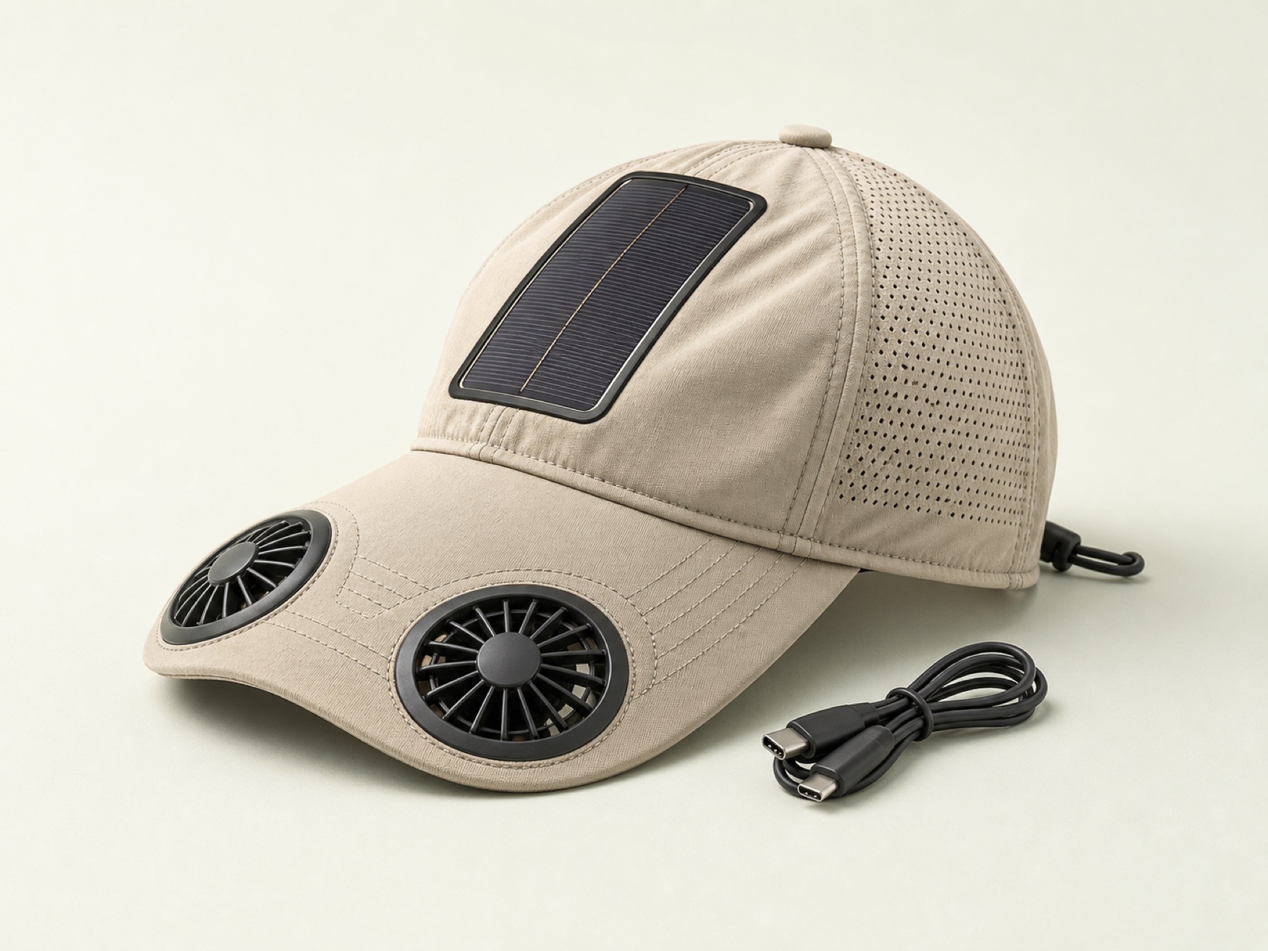 Solbrim Air Hat with solar panel and twin fans