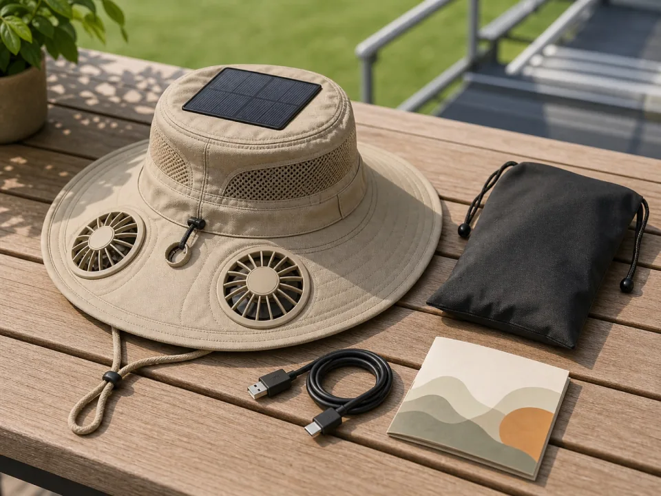 Solbrim Air Hat kit on an outdoor table